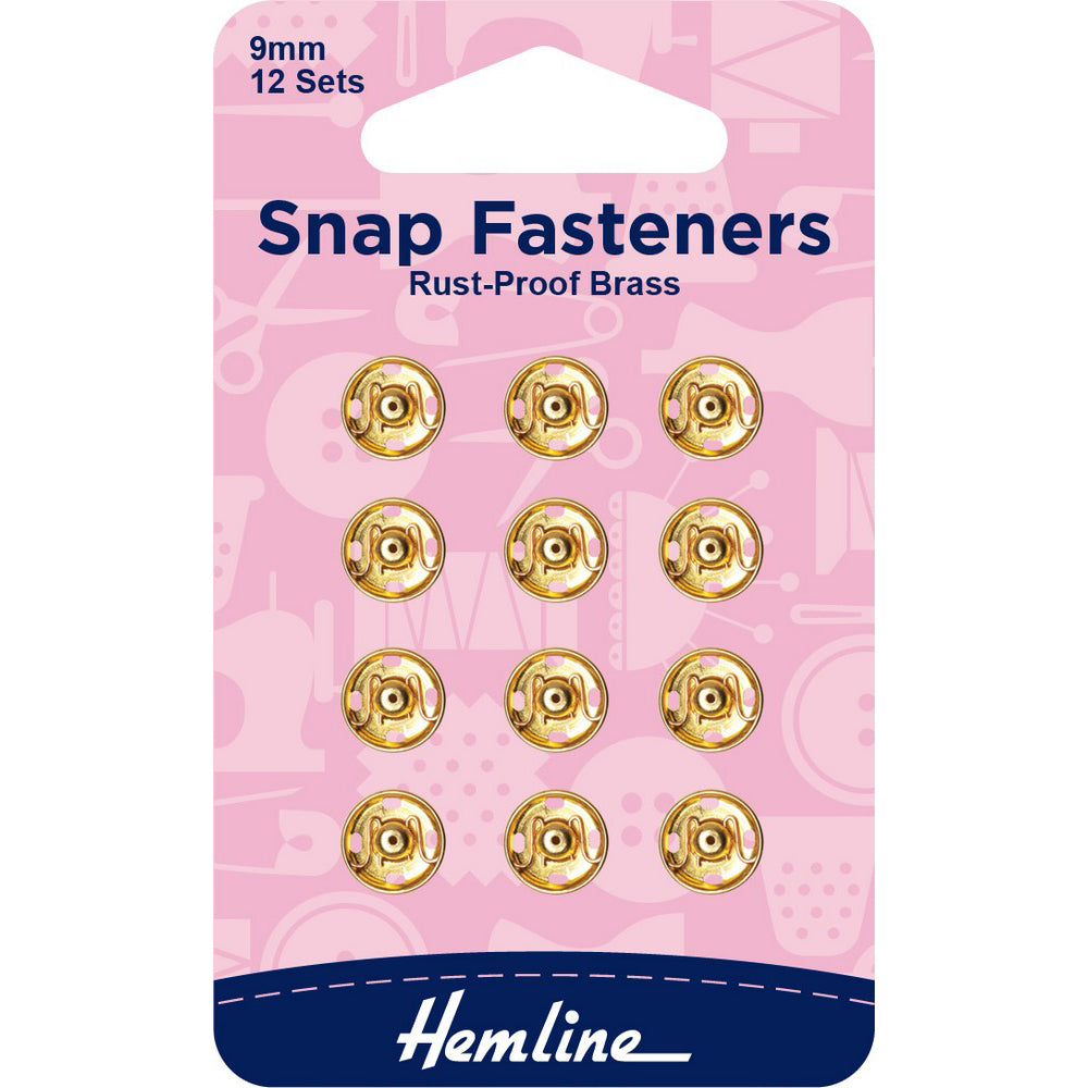 Snap fastener -gold - 9mm/12sett (6607390376038)