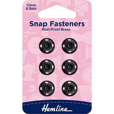 Snap fastener - black - 13mm/6sett (6607395586150)
