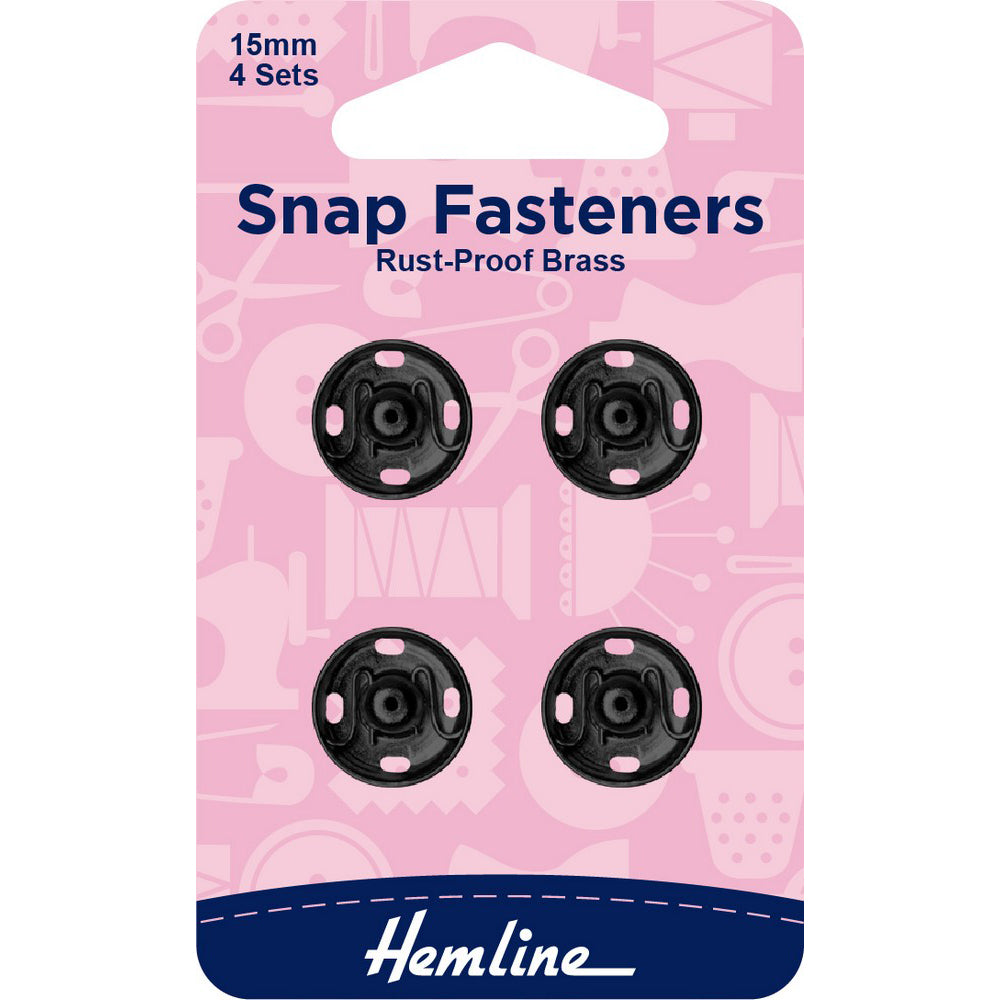 Snap fastener - black - 15mm/4sett (6607396798566)