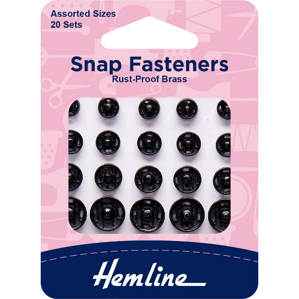 Snap fastener - black - assorted/ 20sett (6607402008678)