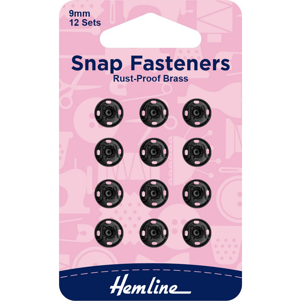 Snap fastener - black - 9mm/12sett (6607400992870)
